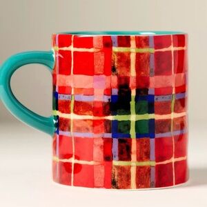 Anthropologie Tartan Stoneware Mug